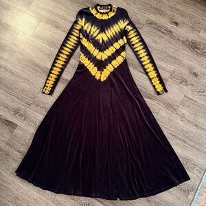 Proenza Schouler Black and Yellow Tie-Dye Dress